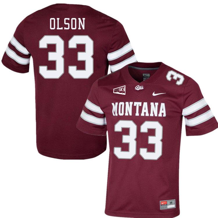 Montana Grizzlies #33 Dante Olson College Football Jerseys,Uniforms Stitched Sale-Maroon